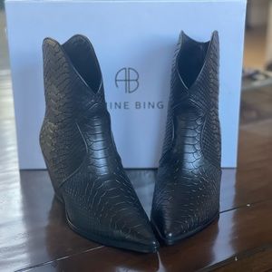 ANINE BING Easton Crocodile Textured Leather Boot With A Western Vibe